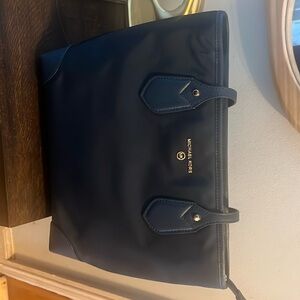 MICHAEL KORS Eva Top Zip Tote Nylon Bag wallet, purse Navy Hardware. NWT